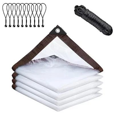 Zdjęcie produktu dla Plandeka przezroczysta wodoszczelna z oczkami 2 5X4M do ogrodu