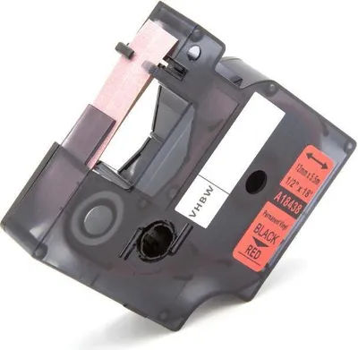 Produktbild von vhbw Schriftband-Kassette kompatibel mit 3M PL300, PL100, PL200 Etiketten-Drucker 5,5m x 12mm Schwarz auf Rot, Vinyl