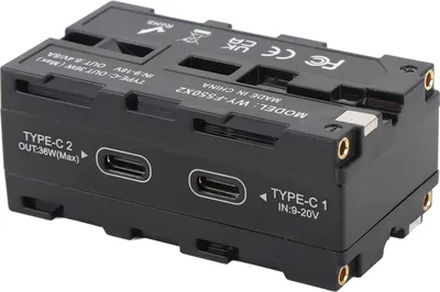 Image de Type C NP F Adaptateur de batterie factice Dual -Side avec affichage num?rique de la tension Conversion haute efficacit ? pour chargeurs PD Source de courant