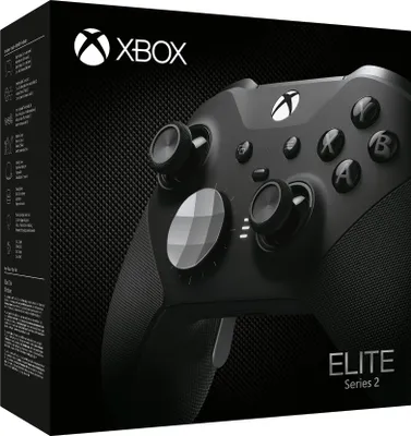 The image shows the packaging of an Xbox Elite Series 2 controller.