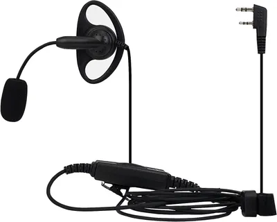 Produktbild von Retevis EEK020 Walkie Talkie Headset mit Mikrofon, Verstellbares Bügelmikrofon D-Form-Kopfhörer Dual PTT Kenwood 2Pin, Kompatibel Baofeng Btech