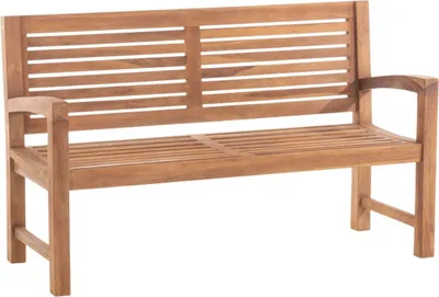 Produktbild von Teakholz Gartenbank Halden 150 cm – witterungsbeständig, gewölbte Sitzfläche & geneigte Rückenlehne