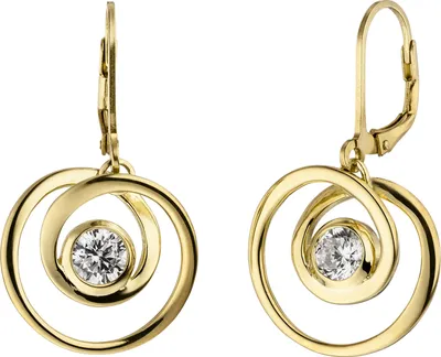 Produktbild von JOBO Ohrhänger 925 Sterling Silber gold vergoldet 2 Zirkonia Ohrringe Boutons