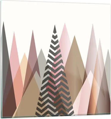 Produktbild von Bilder auf glas - Einteilig - Berge Dreiecke Abstraktion - 50x50cm - Glasbilder - Wandbilder - Bilder - zum Aufhängen bereit - Wanddekoration aus Glas - Glas Bilder - Wandbild auf Glas - GAC50x50-4402