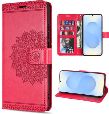 Produktbild von Handy Tasche für Samsung Galaxy S25 Hülle Handyhülle Klapphülle Wallet Case in Rot