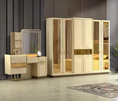 Produktbild von Luxus Kleiderschrank & Schminktisch im modernen Art-Déco-Stil