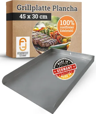 Zdjęcie produktu dla Płyta grillowa ze stali nierdzewnej – plancha – uniwersalna 45 x 30 cm