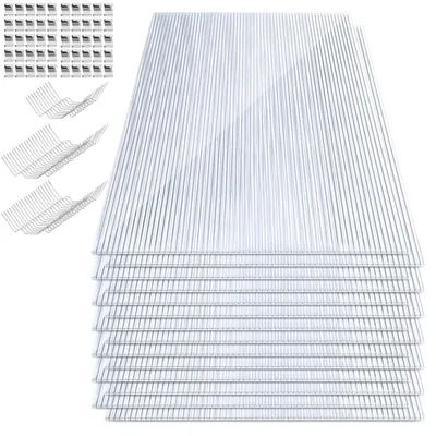 Produktbild von Peviasot Polycarbonat Stegplatten Set 28 Stück 4 mm klar, 0,6 kg/m², für Gewächshaus, Dach & Terrasse, inkl. 50 W-Clips & 50 Z-Clips aus 304 Edelstahl