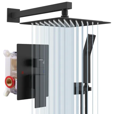 Obrázok produktu pre Súprava skrytej sprchovej batérie Rainsworth, štvorcová sprchová hlavica 25x25 cm s najmodernejšou technológiou Air Injection, vysokokvalitná nehrdzavejúca oceľ a mosadz