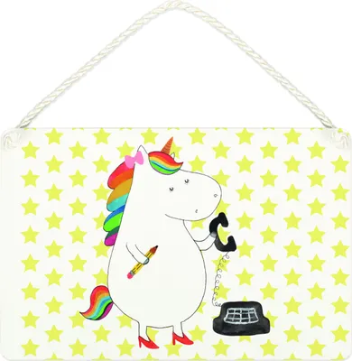 Produktbild von Mr. & Mrs. Panda Schild Einhorn Sekretärin DIN A4 - Weiß - Geschenk, Unicorn, Rechtsanwältin, holzbild, Rechtsanwaltsgehilfin, Einhörner, Wandbild Holz, Holzschild