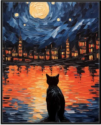 Produktbild von Wallario Wandbild Blick eines Nachtwächters, Größe: 40,30 x 50,30 cm, Poster mit schwarzem Aluminiumrahmen