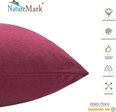 Produktbild von 2er Set Kissenbezüge Kissenhüllen 100% Baumwolle 80x80 cm Bordeaux rot