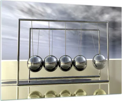 Produktbild von Bilder auf glas - Chrom Kugeln Wissenschaft - 100x70cm - Glasbilder - Wandbilder - Kunstdruck - zum Aufhängen bereit - Wanddekoration aus Glas - Glas Bilder - Wandbild auf Glas - GAA100x70-0252