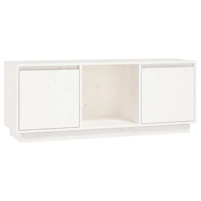 Produktbild von TV-Schrank Weiß 110,5x35x44 cm Massivholz Kiefer