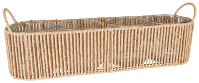 Produktbild von Pflanzgefäß Beige 52 x 14 x 17 cm mit 4 Glaseinsätzen