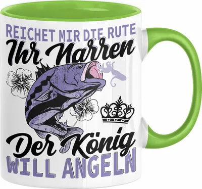 Produktbild von Angler Geschenk Tasse Spruch Männer Angeln Geschenkidee Kaffee-Becher Fischer Angeln (Grün)