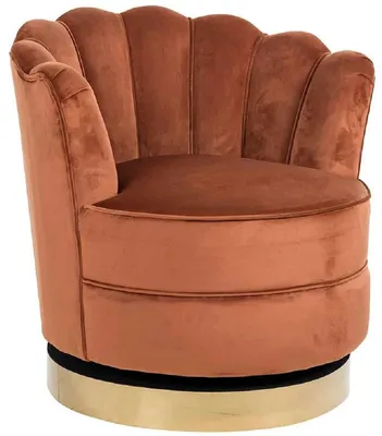 Produktbild von Casa Padrino Luxus Samt Drehsessel Rostfarben / Gold 81,5 x 76 x H. 79 cm - Moderner Wohnzimmer Sessel - Luxus Wohnzimmer Möbel