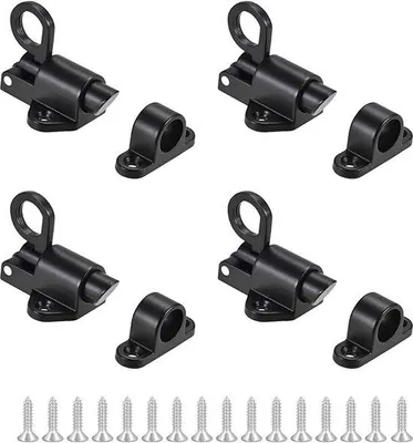 Image de Kit de sécurité comprenant 4 serrures de sécurité automatiques noires - Le lot comprend 16 vis - Serrure de sécurité en aluminium pour fenêtres et portes d'entrée