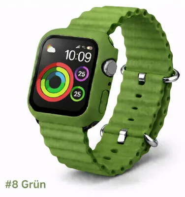 Produktbild von Apple Watch Silikon Ocean Sport Armband + Case Hülle Serie 1-9 - 8# Grün, Apple Watch 40mm