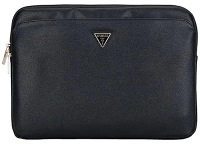Obrázek produktu pro Guess Grained Zipper Pocket Triangle Logo Sleeve – Pouzdro na notebook 14" (černé)