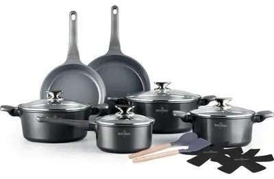 Image de Batterie de Cuisine 14 Pièces tous feux dont induction Basel Premium Collection Gris Swiss Haus SH-BP3014S
