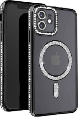 Image de Avizar, Étui en diamant pour iPhone 12 - Protection MagSafe avec bordure en strass, Noir