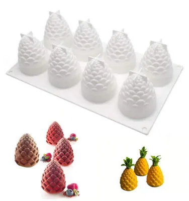 Obrázok produktu pre Silikónová forma na pečenie s 8 komorami, tvarovaná ako šiška, vhodná na cupcakes, pečivo, dezerty a mousse