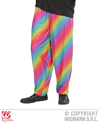 Obrázok produktu pre nohavice z 80. rokov s dúhovým vzorom, farebné veľkosť M/L - XL veľkosť M/L