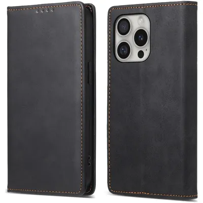 Produktbild von Mobigear Wallet iPhone 16 Pro Hülle Klapphülle Geldbörse - Schwarz