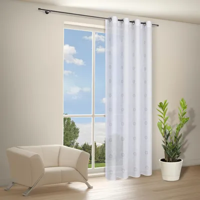 Produktbild von Gerster Ösenschal bedruckt, kreise B = 140 x H =235 cmHalbtransparent We Graphisch silbergrau