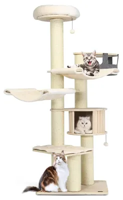 Produktbild von Katzenkratzbaum - Katzenbaum - Katzenhaus - Kratzmöbel - 7 Ebenen - 197 cm hoch