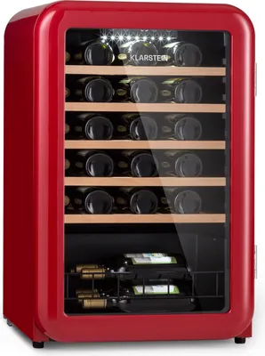 Produktbild von Klarstein Weinkühlschrank 1 Zone, 115L Einbau-Getränkekühlschrank Klein mit Touch-Panel, Kleiner Weinschrank, Wein-Kühlschrank Klein mit Glastür & LED, Flaschenkühlschrank 4-22°C, 49 Flaschen