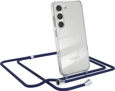 Produktbild von EAZY CASE Handykette kompatibel mit Samsung Galaxy S23, Handyhülle mit Umhängeband, Handykordel, Schutzhülle Clear, Band in Blau