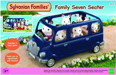 Immagine prodotto di Auto di famiglia Sylvanian Families, 7 posti, set di gioco con personaggi in miniatura, porte apribili, sedili reclinabili