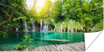 Produktbild von MuchoWow® Poster Brücke - Wasserfall - Natur 40x20 cm - Poster für die Wand - Poster Schlafzimmer