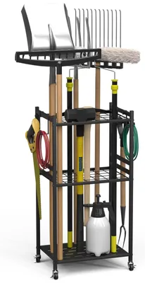 Produktbild von Gartenwerkzeugregal Werkzeugorganizer Geräteschrank - 35 Fächer - 42 x 30 x 85 cm - Für Garage und Garten