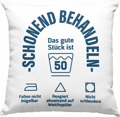 Produktbild von Trendation - 50. Geburtstag Geschenkidee Frau Frauen Männer Mann Deko-Kissen mit Füllung 40x40 mit Sprüch 50er Geburtstag (Blau)
