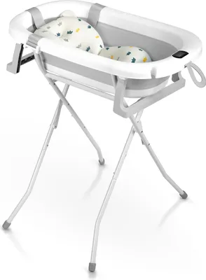 Immagine prodotto di Vasca da bagno pieghevole per neonati e bambini con supporto, termometro e inserto Ricokids RK-287 bianco-grigio
