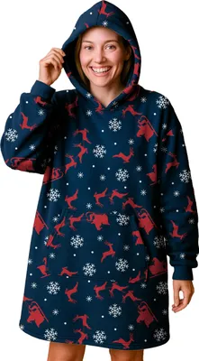 Produktbild von X-MAS Oversize Cozy Hoodie für Damen - Santa Übergroße Frauen Kuschelpullover Flauschiger Deckenpullover Blau M/L