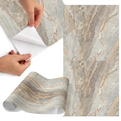 Produktbild von Möbelfolie 50x100 cm - Klebefolie Möbel - Selbstklebende Folie - Folie für Möbel - Möbelfolie Küche - Klebefolie Küche - Möbelfolie Schrank - Wasserdicht - Abwaschbar - Selbstklebend - Luftblasenfrei - Rückstandslos entfernbar - Marmor-Eleganz