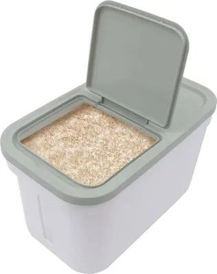 Produktbild von Vorratsdose mit Deckel - Reiskontainer 10 kg - Luftdichter Lebensmittelbehälter mit Sichtfenster - Skala für Getreide und Hülsenfrüchte - Grün