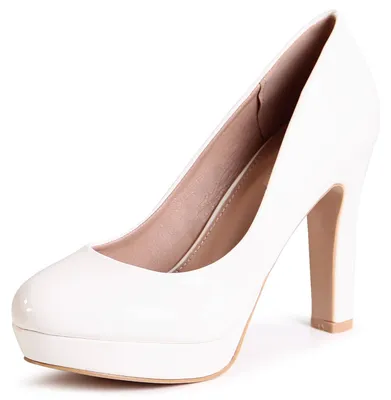 Produktbild von topschuhe24 2710 Damen Lack Pumps Plateau High Heels , Farbe:Weiß, Größe:40 EU