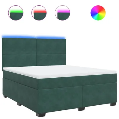 Produktbild von Boxspringbett mit Matratze Dunkelgrün 180x200 cm Samt