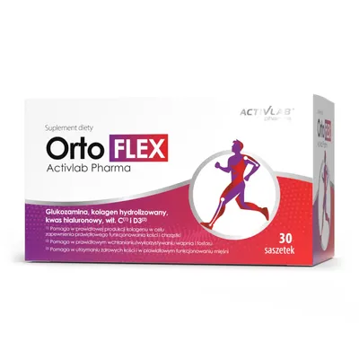 Obrázok produktu pre OrtoFLEX - Glukosamín, hydrolyzovaný kolagén, kyselina hyalurónová, vitamín C a D3 - 30 sáčkov | Orange