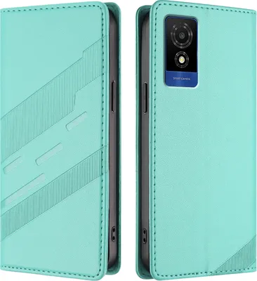 Produktbild von Hülle für TCL 501/T433D, Kunstleder Brieftaschen Handyhülle mit Kartenfach und Standfunktion Türkis