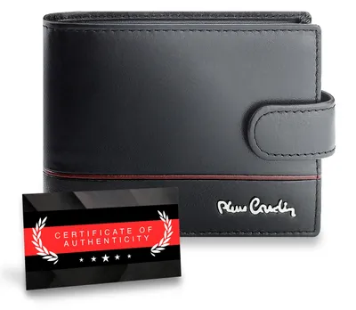 Zdjęcie produktu dla Pierre Cardin portfel męski skóra naturalna czarny RFID 11x9 cm certyfikat