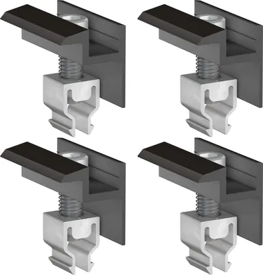 Produktbild von 4x Endklemme Klickfix schwarz 30-40mm Solarmodul Halterung Modulklemme Solar Modul Klemme Befestigung Halterung PV Montage Panel Aluminium Profil