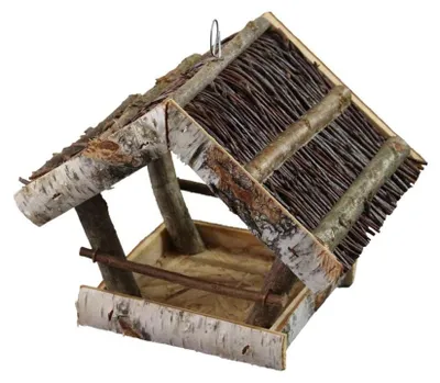 Image de Nichoir à oiseaux en bois de bouleau avec un toit en écorce de bouleau