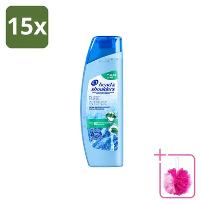 Image de 15 flacons de shampooing antipelliculaire Head & Shoulders Pure Intense, effet rafraîchissant, 250 ml - Pack économique - 15 pièces