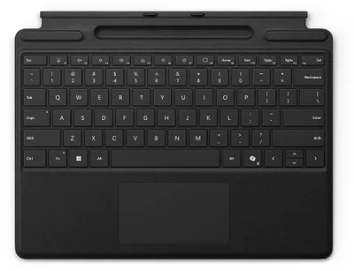 Produktbild von Microsoft Surface Pro Keyboard - Tastatur - mit Trackpad, Beschleunigungsmesser, Surface Slim Pen 2 Ablage- und Ladeschale - QWERTY - Spanisch - Schwarz - für Microsoft Surface Pro 8, Pro 8 for Business, Pro 9, Pro 9 for Business, Pro 10 for Business, Pro